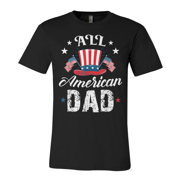 All American Dad 4Th Of July Patriot Hat With American Flag  Unisex Jersey Short Sleeve Crewneck Tshirt