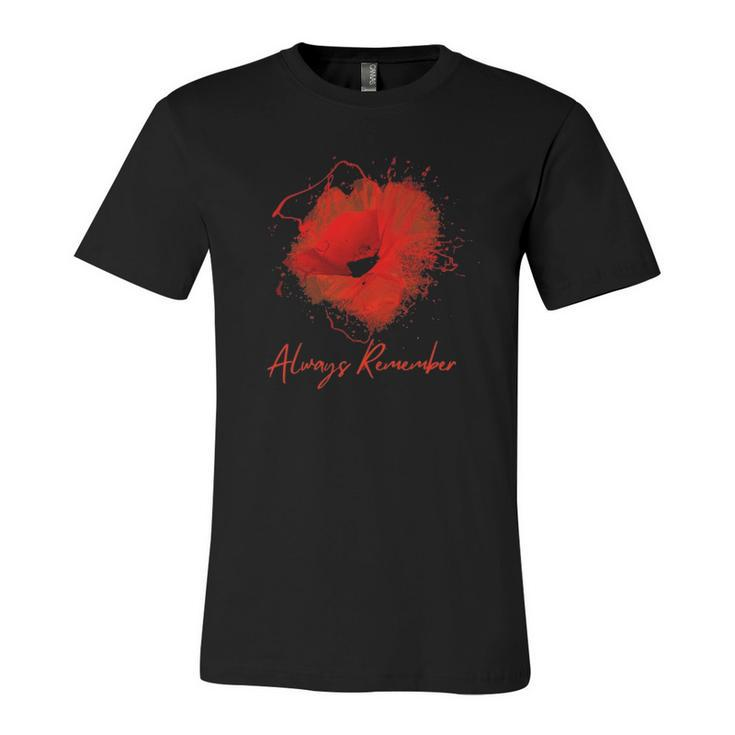 Always Remember Red Poppy Memorial Jersey T-Shirt