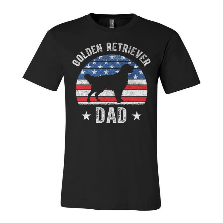 American Flag Golden Retriever Dad 4Th Of July Fathers Day   Unisex Jersey Short Sleeve Crewneck Tshirt