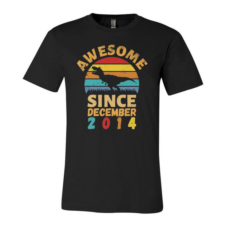 Awesome Since December 2014 Vintage 7Th Birthday Dinosaur Jersey T-Shirt
