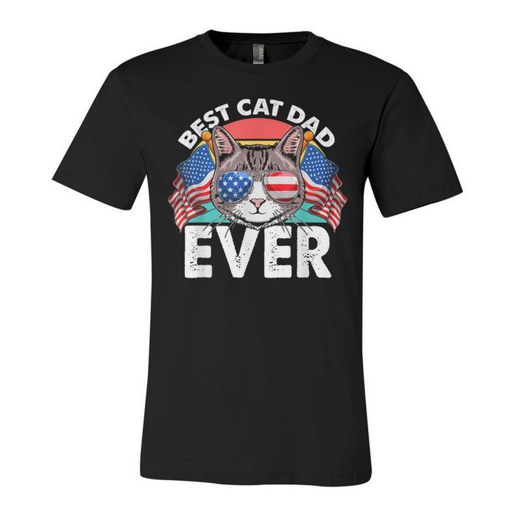 Best Cat Dad Ever Matching Fathers Day 4Th Of July Cat Lover  Unisex Jersey Short Sleeve Crewneck Tshirt
