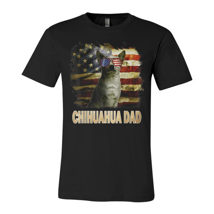 Best Chihuahua Dad Ever American Flag 4Th Of July Vintage  Unisex Jersey Short Sleeve Crewneck Tshirt