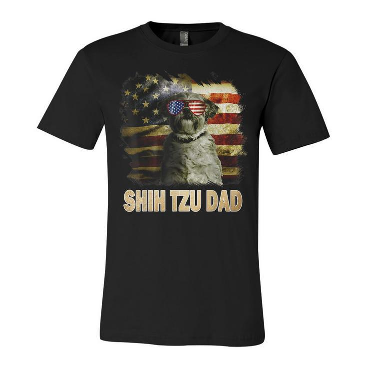 Best Shih Tzu Dad Ever American Flag 4Th Of July Dog Lover  Unisex Jersey Short Sleeve Crewneck Tshirt