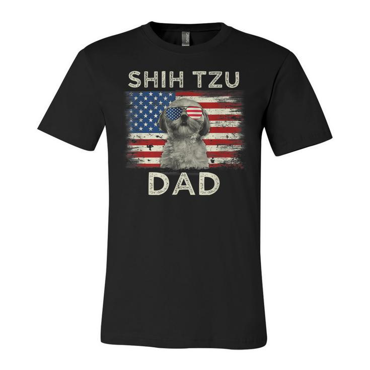 Best Shih Tzu Dad Ever American Flag 4Th Of July Father Day  Unisex Jersey Short Sleeve Crewneck Tshirt