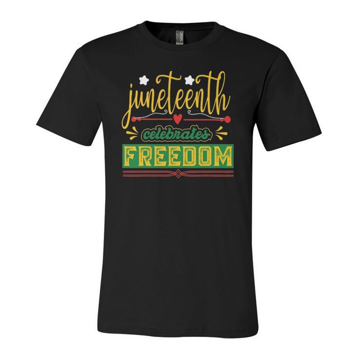 Celebrate Juneteenth Green Freedom African American Jersey T-Shirt