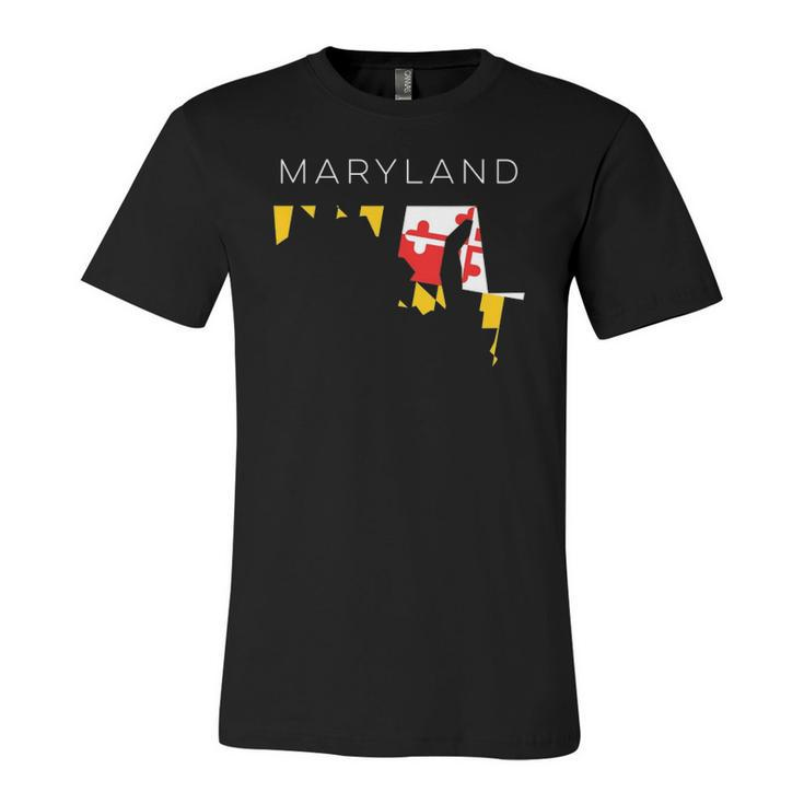 Classy Maryland State Flag Printed Graphic Tee Jersey T-Shirt