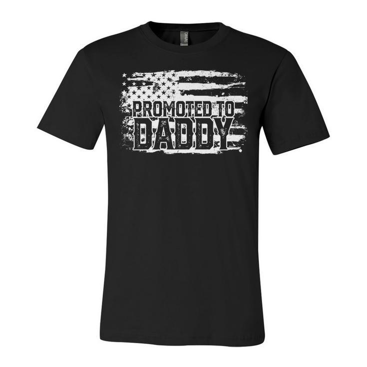 Daddy Dad American Flag 4Th Of July Pregnancy Announcement   Unisex Jersey Short Sleeve Crewneck Tshirt