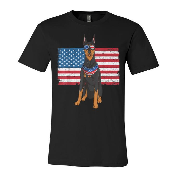 Doberman Dad & Mom American Flag 4Th Of July Usa Funny Dog  Unisex Jersey Short Sleeve Crewneck Tshirt