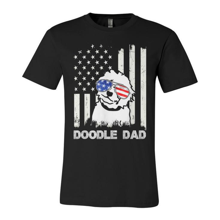 Doodle Dad 4Th Of July Us Flag Dog Dad Patriotic  Gift Unisex Jersey Short Sleeve Crewneck Tshirt