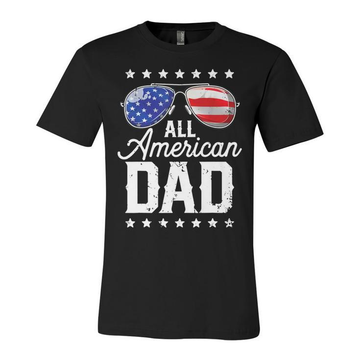 Fathers Day All American Dad 4Th Of July Us Flag   Unisex Jersey Short Sleeve Crewneck Tshirt