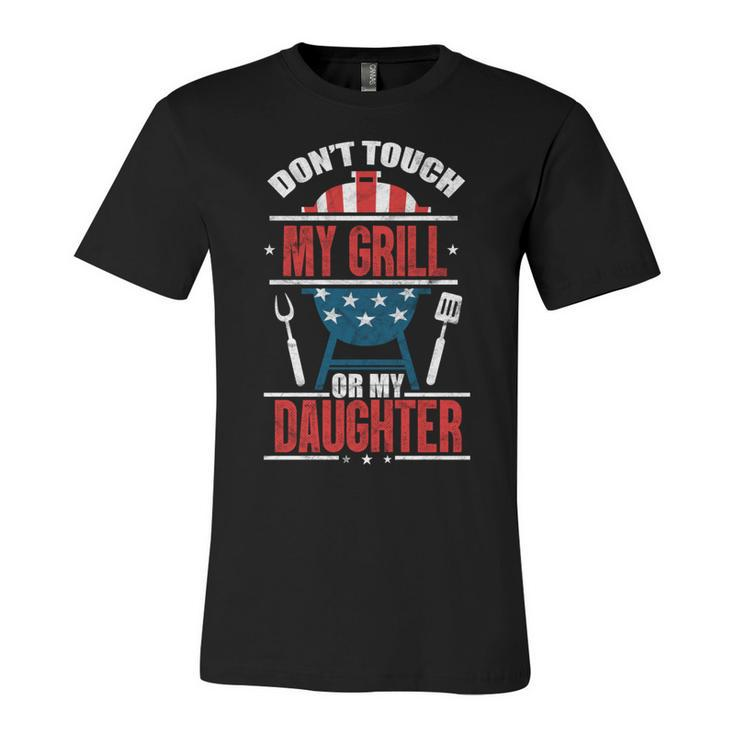 Grill Usa Flag 4Th Of July Patriotic Barbeque Dad Daddy   Unisex Jersey Short Sleeve Crewneck Tshirt
