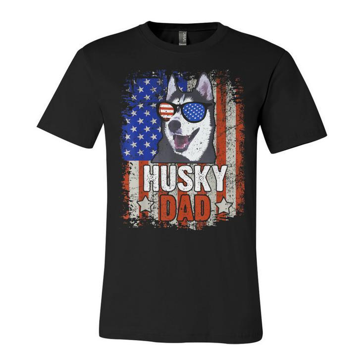 Husky Dad 4Th Of July American Flag Glasses Dog Men Boy  Unisex Jersey Short Sleeve Crewneck Tshirt