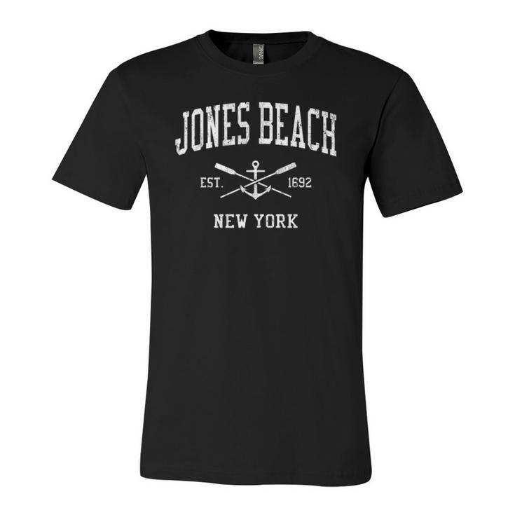 Jones Beach Ny Vintage Crossed Oars & Boat Anchor Sports Jersey T-Shirt