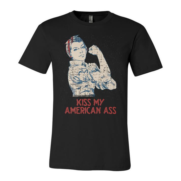 Kiss My American Ass 4Th Of July Dad Jokes Fourth Of July   Unisex Jersey Short Sleeve Crewneck Tshirt