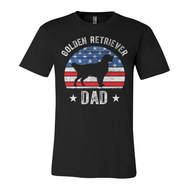 Mens American Flag Golden Retriever Dad 4Th Of July Fathers Day   Unisex Jersey Short Sleeve Crewneck Tshirt