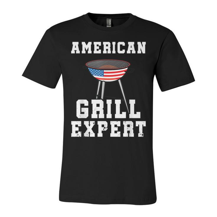 Mens American Grill Expert Dad Fathers Day Bbq 4Th Of July  Unisex Jersey Short Sleeve Crewneck Tshirt