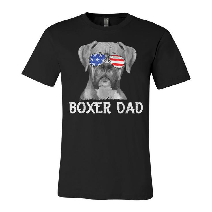 Mens Boxer Dad American Flag Patriotic Dog Lover 4Th Of July  Unisex Jersey Short Sleeve Crewneck Tshirt