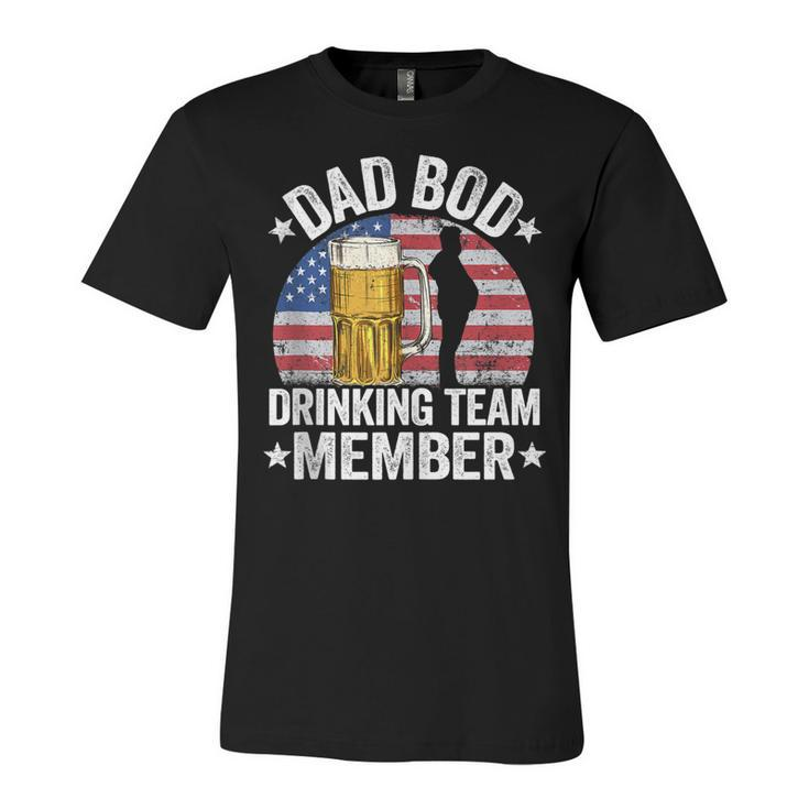 Mens Dad Bod Drinking Team Member American Flag 4Th Of July Beer  Unisex Jersey Short Sleeve Crewneck Tshirt