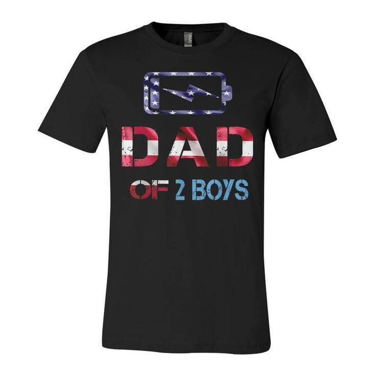 Mens Funny Fathers Day Dad Of 2 Boys American Flag 4Th Of July  Unisex Jersey Short Sleeve Crewneck Tshirt