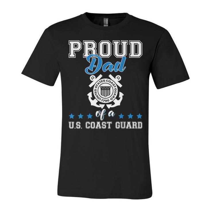 Mens Proud Dad Of A Coast Guard Military Family Us 4Th Of July  Unisex Jersey Short Sleeve Crewneck Tshirt