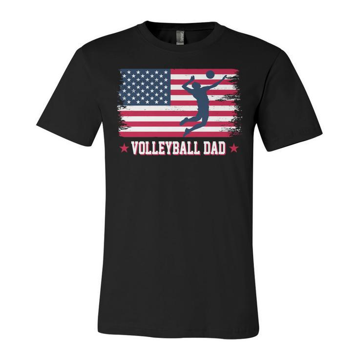 Mens Proud Volleyball Dad American Flag 4Th Of July Freedom   Unisex Jersey Short Sleeve Crewneck Tshirt