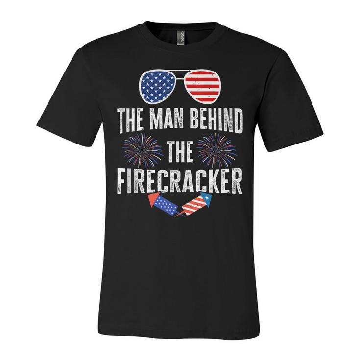 Mens The Man Behind The Firecraker 4Th Of July Pregnancy Dad  Unisex Jersey Short Sleeve Crewneck Tshirt