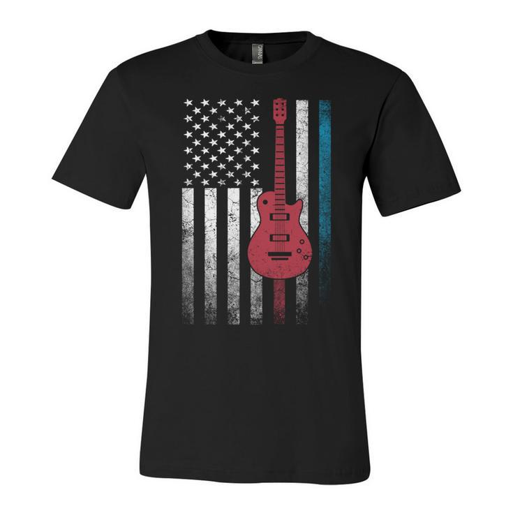 Musician Guitar Music 4Th Of July American Flag Usa America  Unisex Jersey Short Sleeve Crewneck Tshirt
