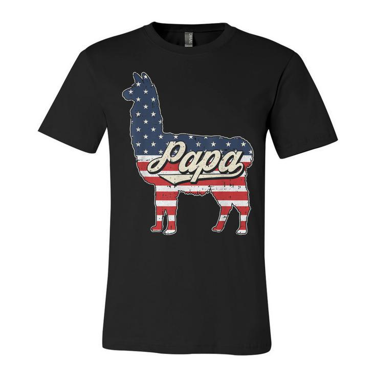 Papa Llama 4Th Of July American Flag Patriotic Dad Father  Unisex Jersey Short Sleeve Crewneck Tshirt