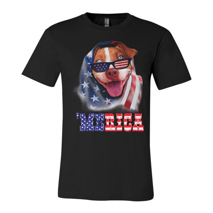 Pitbull American Flag 4Th Of July Pitbull Dad Dog Lover Fun  Unisex Jersey Short Sleeve Crewneck Tshirt