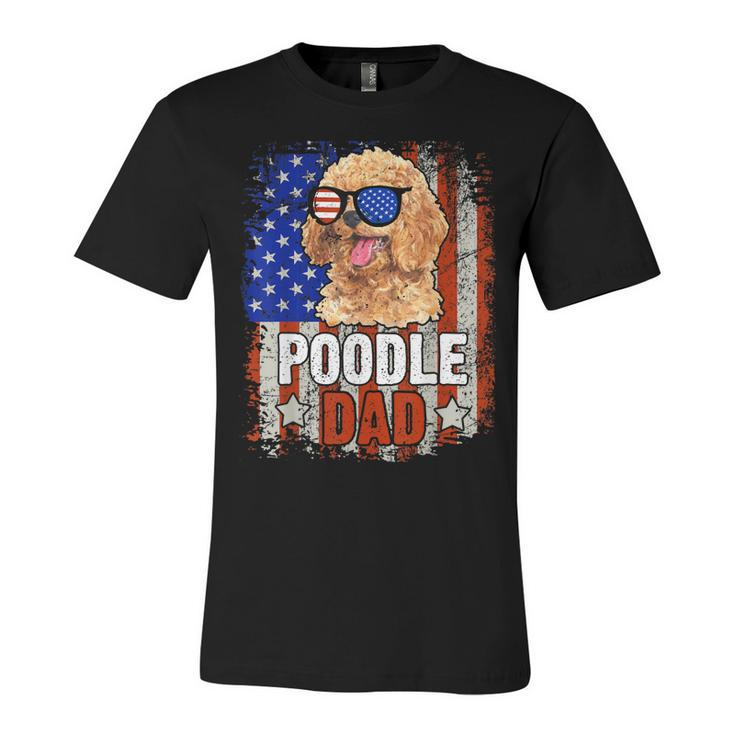 Poodle Dad 4Th Of July American Flag Glasses Dog Men Boy  Unisex Jersey Short Sleeve Crewneck Tshirt