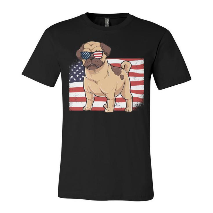 Pug Dad & Mom American Flag 4Th Of July Usa Funny Pug Lover   Unisex Jersey Short Sleeve Crewneck Tshirt