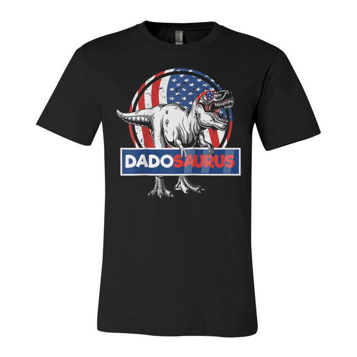 Retro Patriotic Dinosaur T Rex Dad Fathers Day 4Th Of July  Unisex Jersey Short Sleeve Crewneck Tshirt