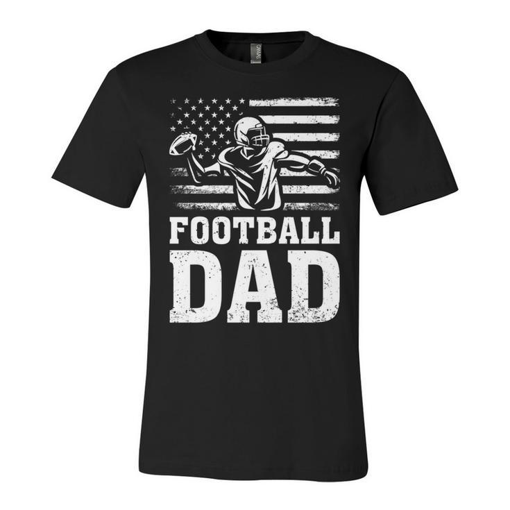 Vintage Football Dad American Flag Football 4Th Of July   Unisex Jersey Short Sleeve Crewneck Tshirt