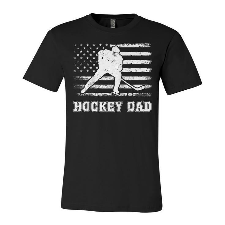 Vintage Hockey Dad American Flag Hockey 4Th Of July  Unisex Jersey Short Sleeve Crewneck Tshirt