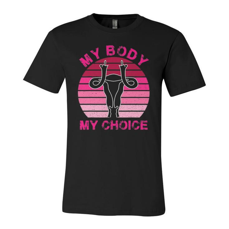 Vintage Retro My Body My Choice Middle Finger Uterus 1973 Jersey T-Shirt
