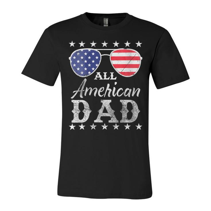Womens All American Dad Fathers Men Patriotic 4Th Of July  Unisex Jersey Short Sleeve Crewneck Tshirt