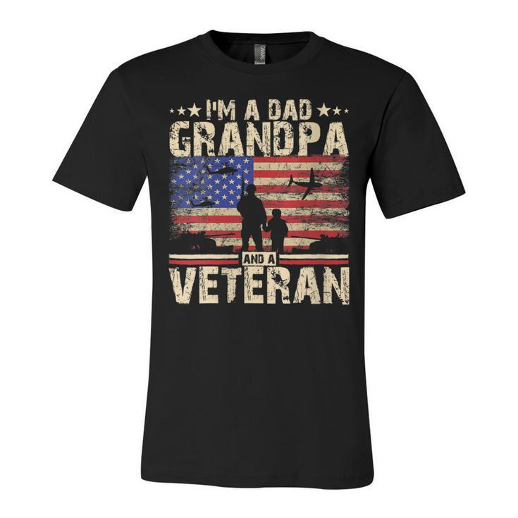 Womens Fathers Day | 4Th Of July | Im A Dad Grandpa And A Veteran  Unisex Jersey Short Sleeve Crewneck Tshirt