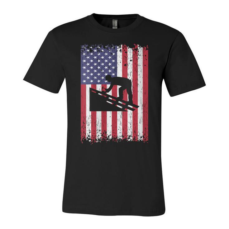 Womens Roofer Dad Usa Flag Patriotic 4Th Of July Gift  Unisex Jersey Short Sleeve Crewneck Tshirt