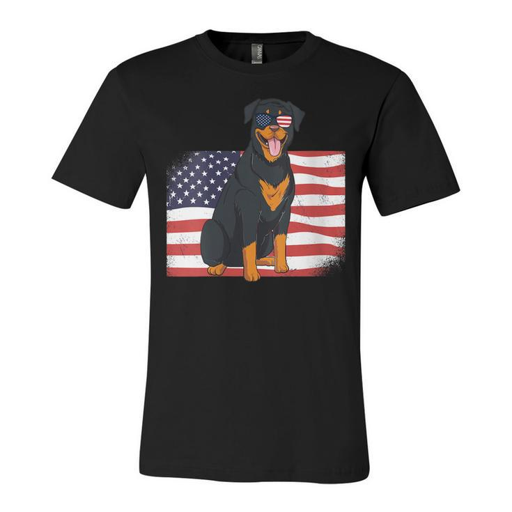 Womens Rottie Dad & Mom American Flag 4Th Of July Usa Rottweiler  Unisex Jersey Short Sleeve Crewneck Tshirt
