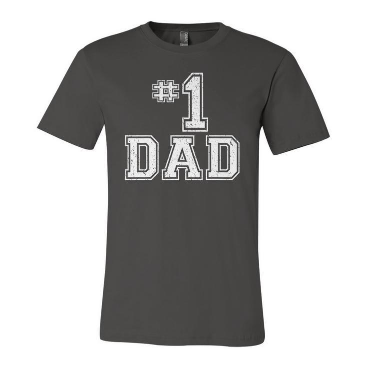 1 Dad Number One Daddy Fathers Day Vintage Style Jersey T-Shirt