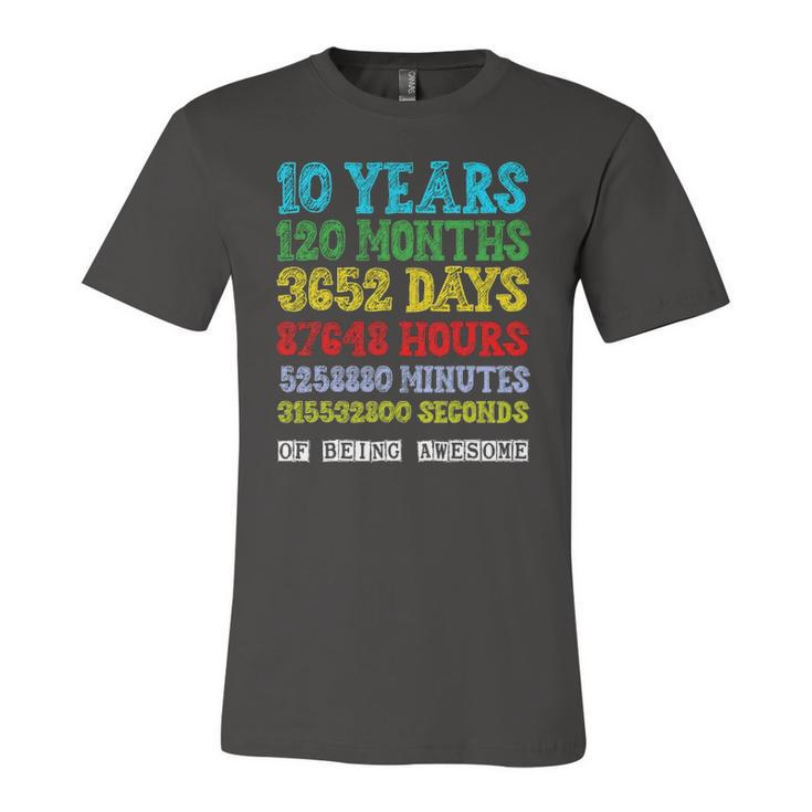 10 Years Of Being Awesome Happy 10Th Birthday Ten Countdown Jersey T-Shirt
