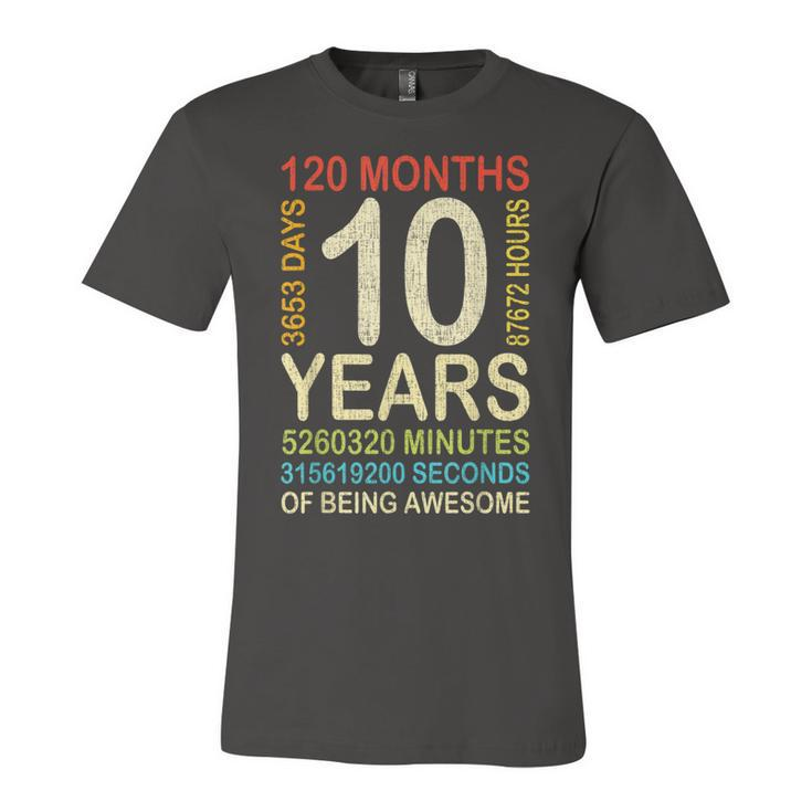 10Th Birthday 10 Years Old Vintage Retro 120 Months Boy Girl  Unisex Jersey Short Sleeve Crewneck Tshirt