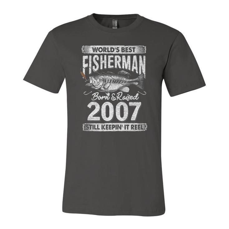 15 Years Old Fisherman Born In 2007 Fisherman 15Th Birthday Jersey T-Shirt