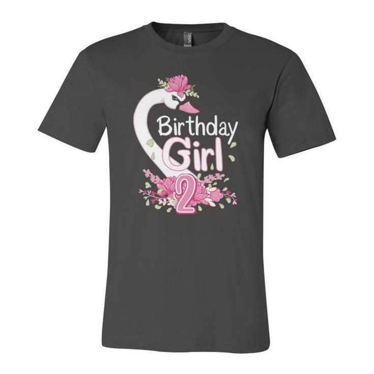 2Nd Birthday Wildlife Swan Animal 2 Years Old Birthday Girl Jersey T-Shirt