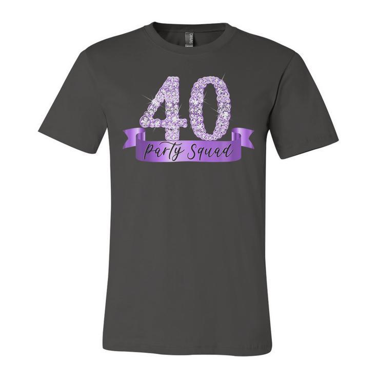 40Th Birthday Party Squad I Purple Group Photo Decor Outfit  Unisex Jersey Short Sleeve Crewneck Tshirt