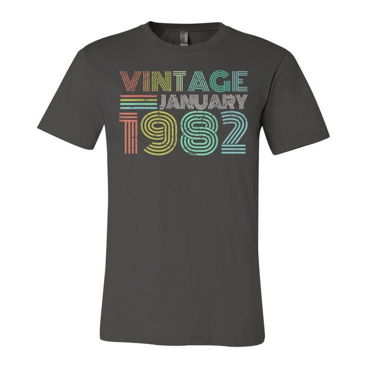 40Th Birthday Vintage January 1982 Forty Years Old  Unisex Jersey Short Sleeve Crewneck Tshirt