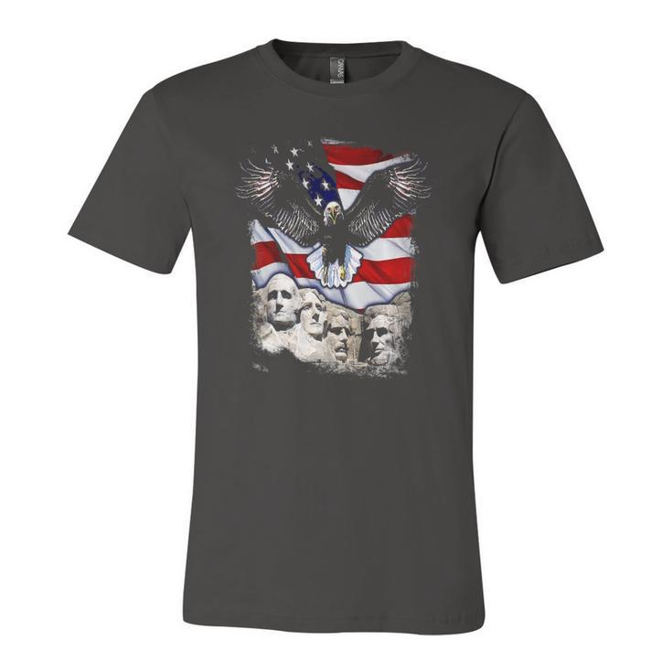 4Th Of July American Bald Eagle Mount Rushmore Merica Flag Jersey T-Shirt