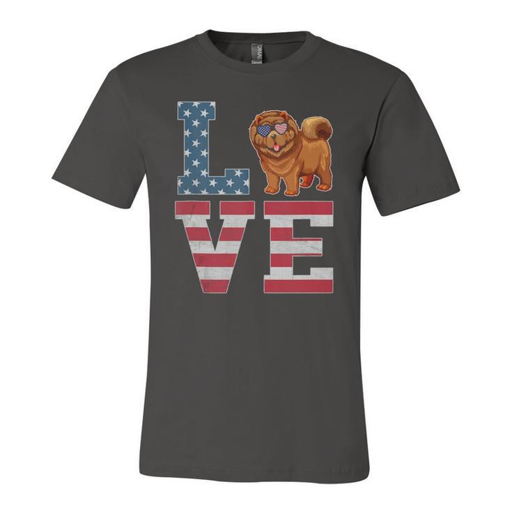 4Th Of July Decor Patriotic Love Chow Chow Dog American Flag Jersey T-Shirt