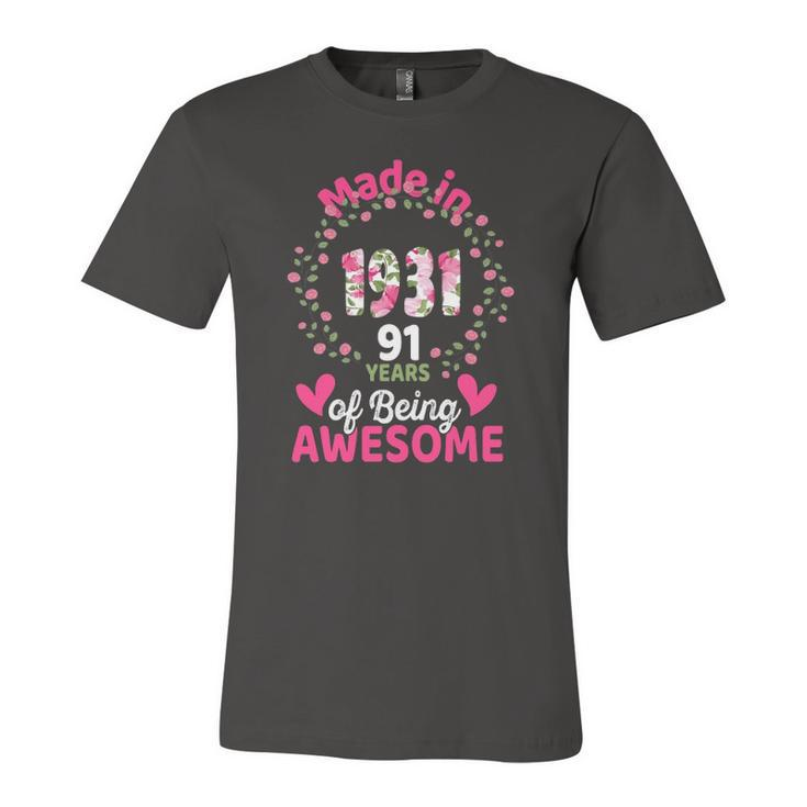 91 Years Old 91St Birthday Born In 1931 Girls Floral Jersey T-Shirt