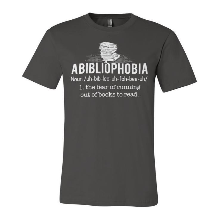 Abibliophobia Funny Reading Bookworm Reader 24Ya1 Unisex Jersey Short Sleeve Crewneck Tshirt